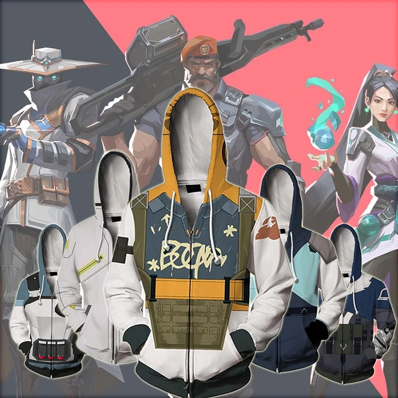 

Толстовка Valorant Viper для косплея с 3D принтом, куртка на молнии для взрослых, свитшот, пуловер, пальто Valorant Raze, толстовка, куртки, Топ