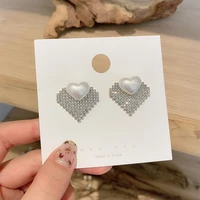 south korea small love set diamond crystal earrings female 2021 new tide summer temperament net red earrings earrings female