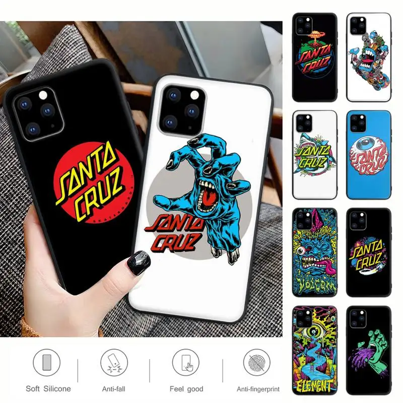

Santa Cruz Skateboards Art Black Rubber Mobile Phone Cover For IPhone 12 11 Pro Max Xs X Xr 7 8 6 6s Plus 5 5s Se 2020 Case