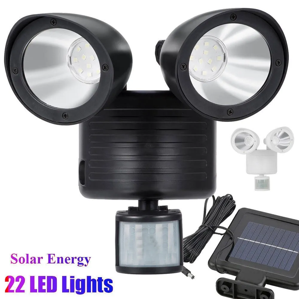 NEWKBO DC5.5V 3W 22 светодиода на солнечных батареях Вращающийся Регулируемый двойной