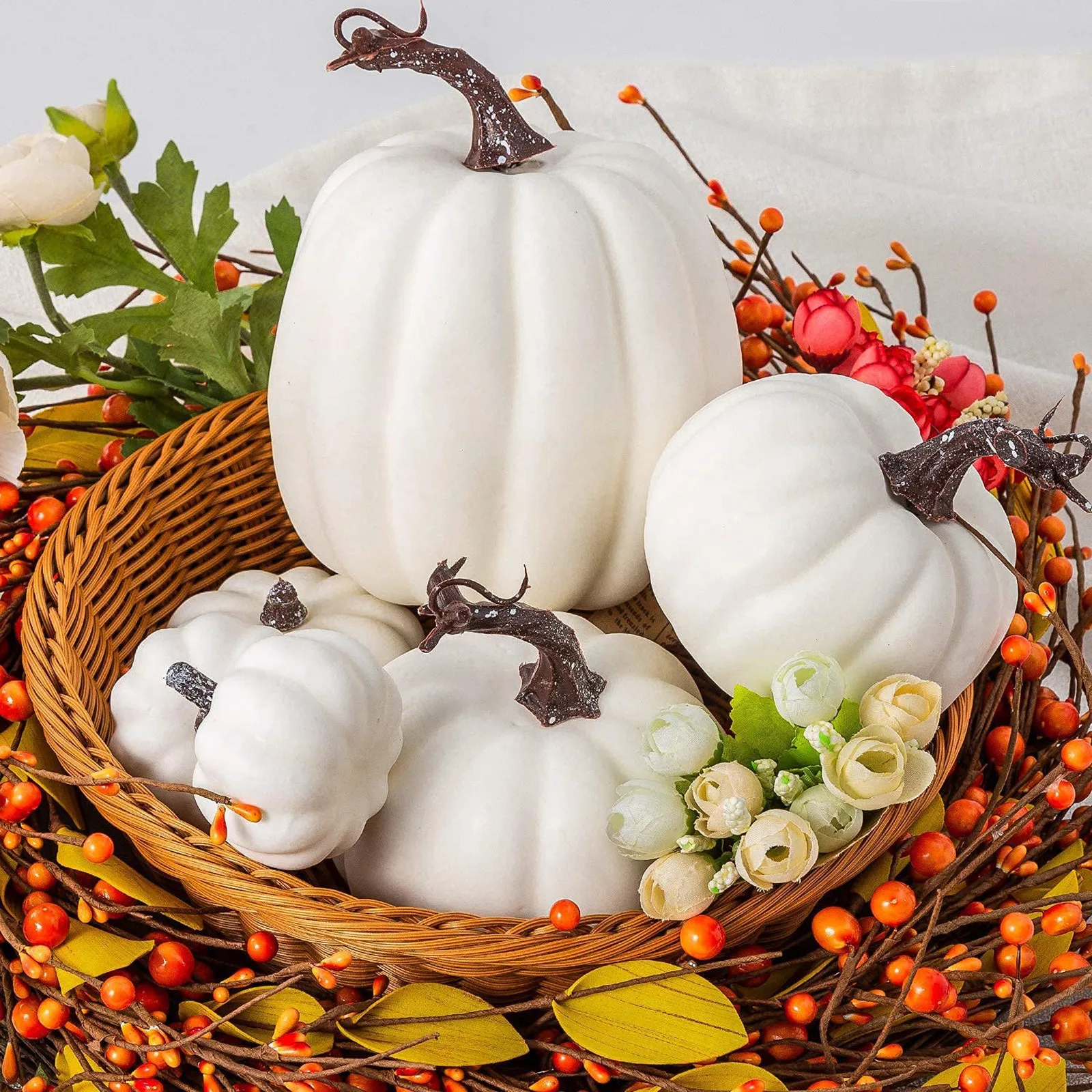 

12 Pcs Foam pumpkin Faux Artificial pumpkin decoration for Halloween Kitchen table top decoration 2022 Halloween desktop Decor