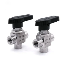 304stainless steel 3 way internal thread 1814 381234 ball valve manual water pipe flow control high pressure pneumatic