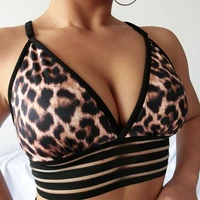 seamless women bra top fitness sexy tight elastic leopard print breathable sports running casual slim underwear sportswear