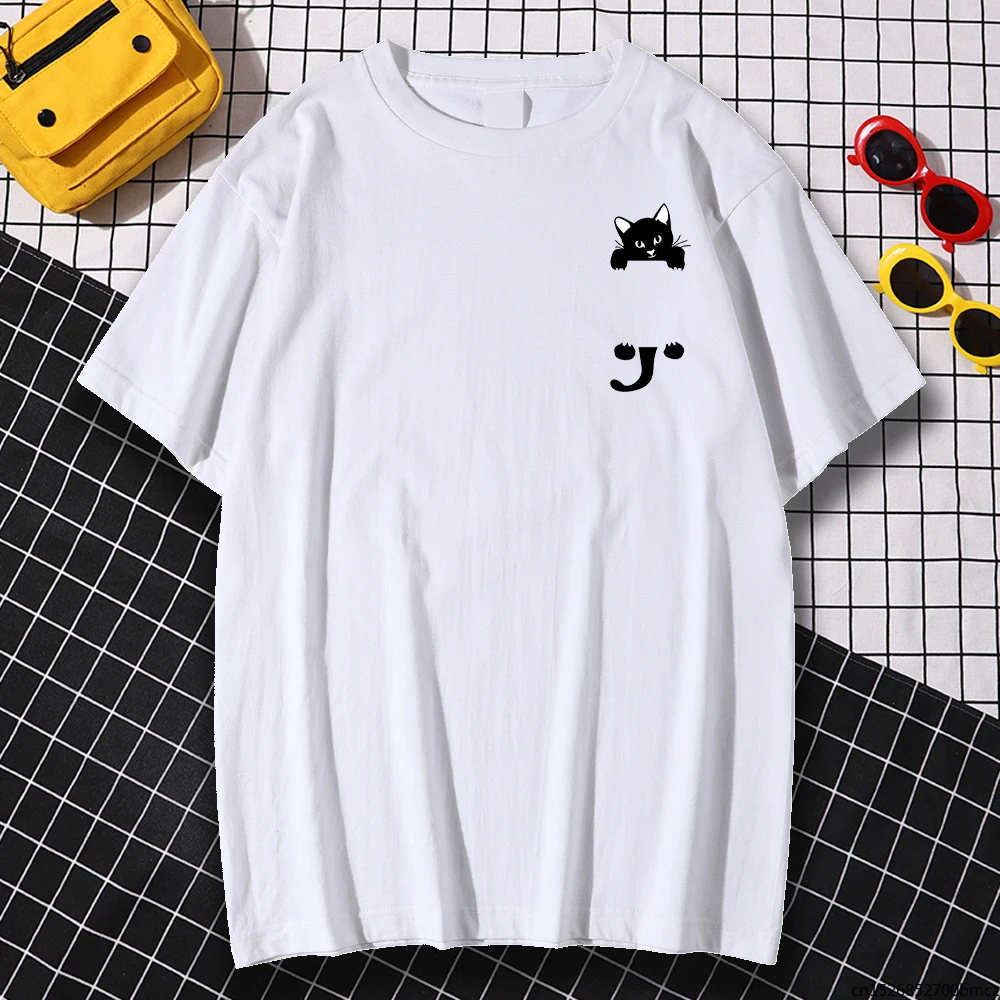 

Breathable Comfortable Women's Tshirts Spring Summer Cute Black Cat Cartoon Print Clothing Oversized 2021 Tees Shirt WoWomen