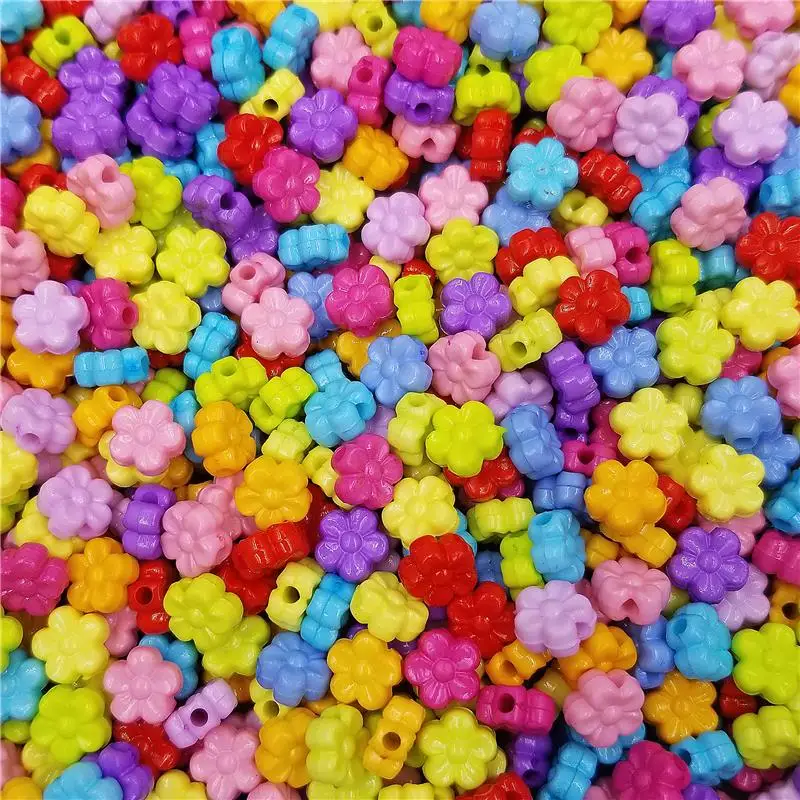 

50Pcs 9mm Flower Shape Solid Color Acrylic Loose Beads Button DIY Jewelry Accessories Candy Color Necklace Bracelet Pendant