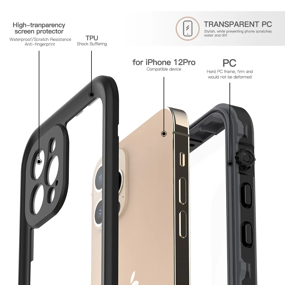 Redpepper IP68 водонепроницаемый чехол для Apple iPhone 12 Pro Max 11 XR под водой 3 м