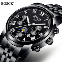 bosck brand 2020 luxury men watches sport quartz waterproof watches classic mens stainless steel band auto date wristwatches