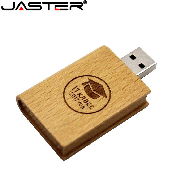 JASTER Пользовательский логотип кленовый Дерево Книга Стиль USB флэш-накопитель 4 ГБ