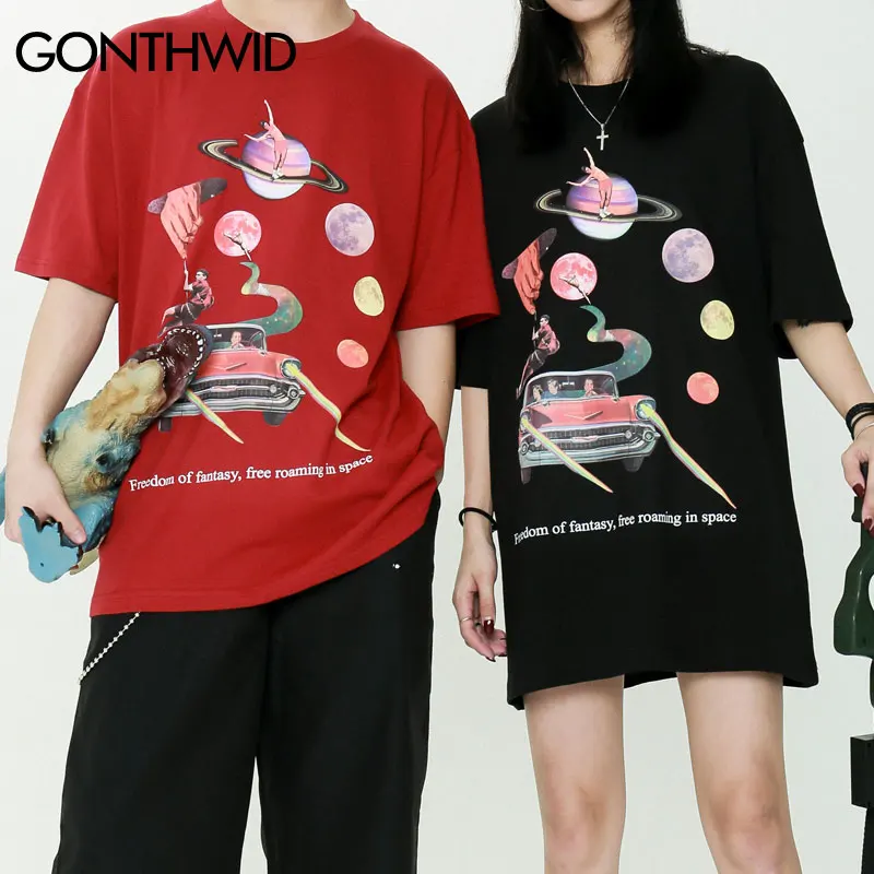 GONTHWID свободу фантазии в космосе креативный Принт футболки летние Для мужчин