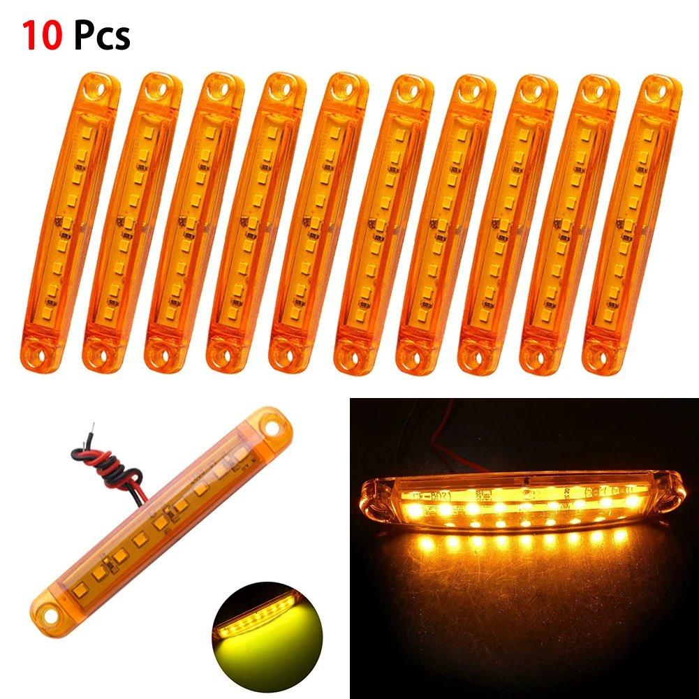 

10x Amber 9 SMD LED Truck Lights Light Bar Car Truck Hazard Beacon Warning Lamp Grill Breakdown Car Truck Light Waterproof