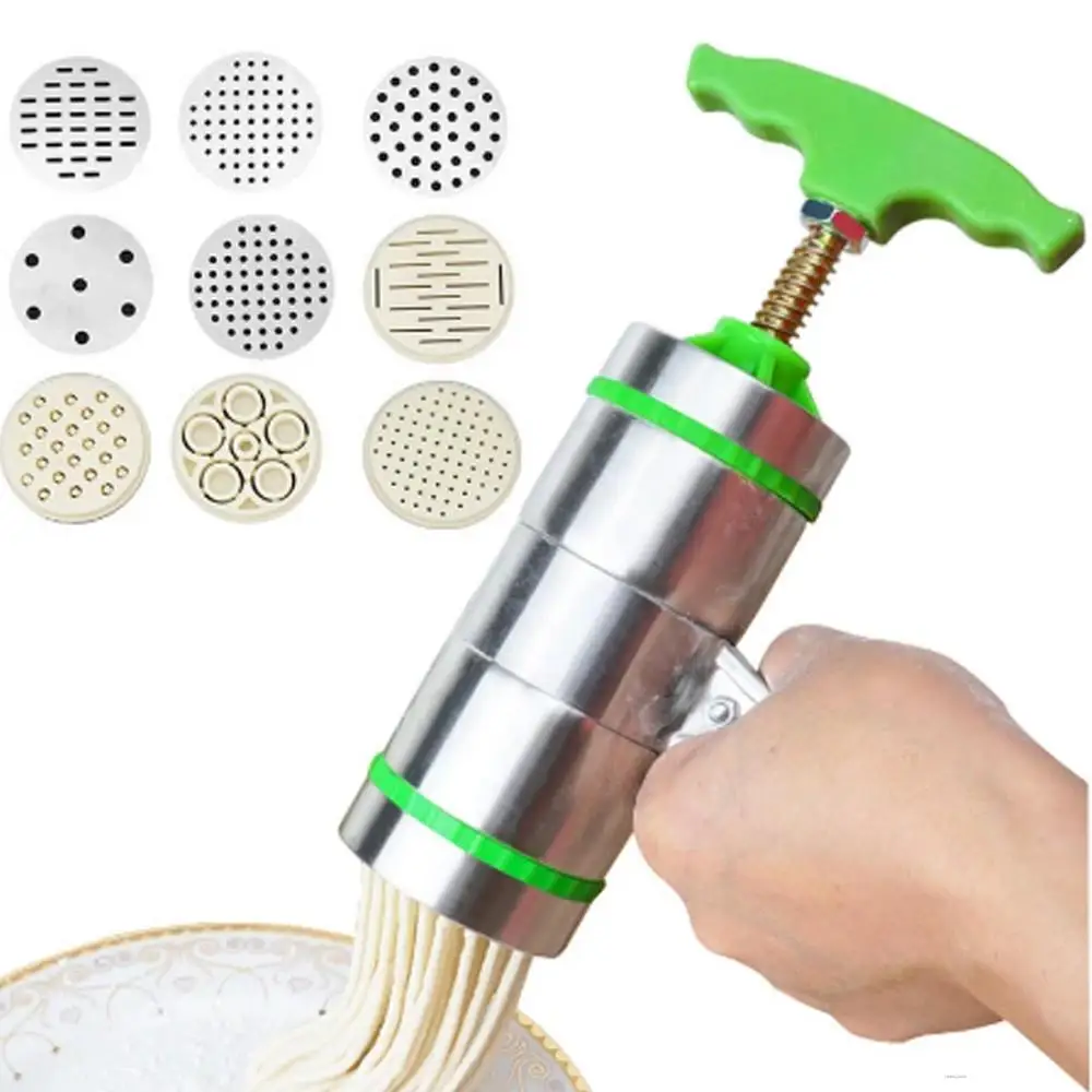 

Noodle Pasta Press Maker Machine Hand Cutter,Manual Juicer Cookware with 7/5 Pressing Moulds -Making Spaghetti Fettuccine Noodle