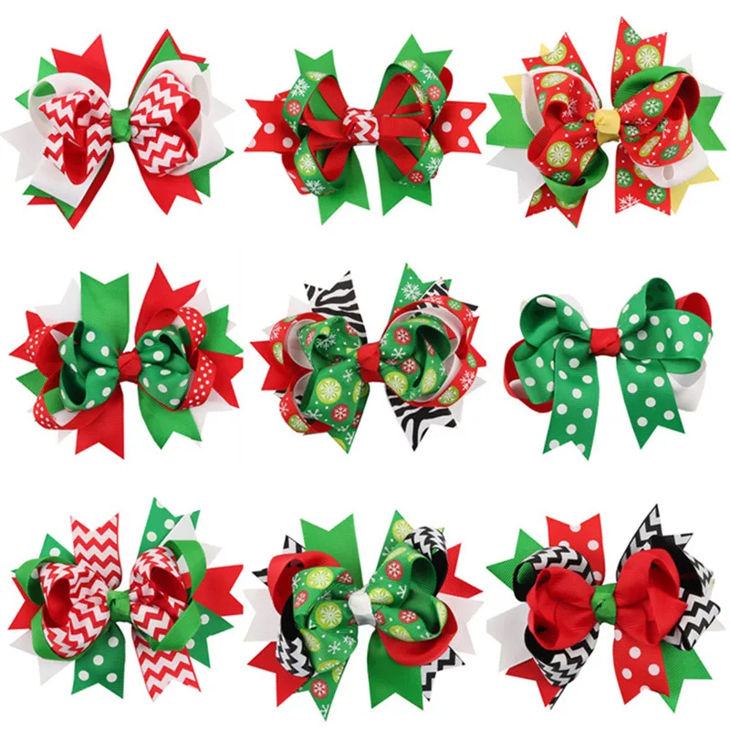 

New Xmas Ribbon Bow Hair Clip Hairpin for Kid Baby Girls Children Hair Accessories Headdress Barrettes Christmas Gifts