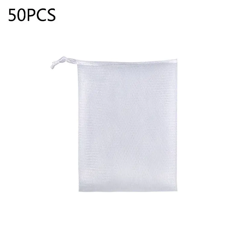 

50Pcs Double Layer Exfoliating Mesh Soap Saver Pouch Bubble Foam Net Handmade Soap Mesh Bag Body Facial Cleaning Tool