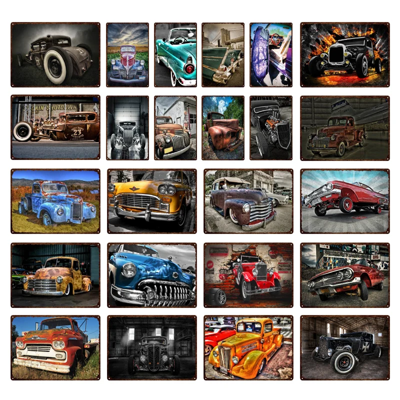 

Classic Cars Retro Metal Sign Vintage Tin Sign Decorative Plaque Garage Man Cave Home Decoration Vintage Car Posters