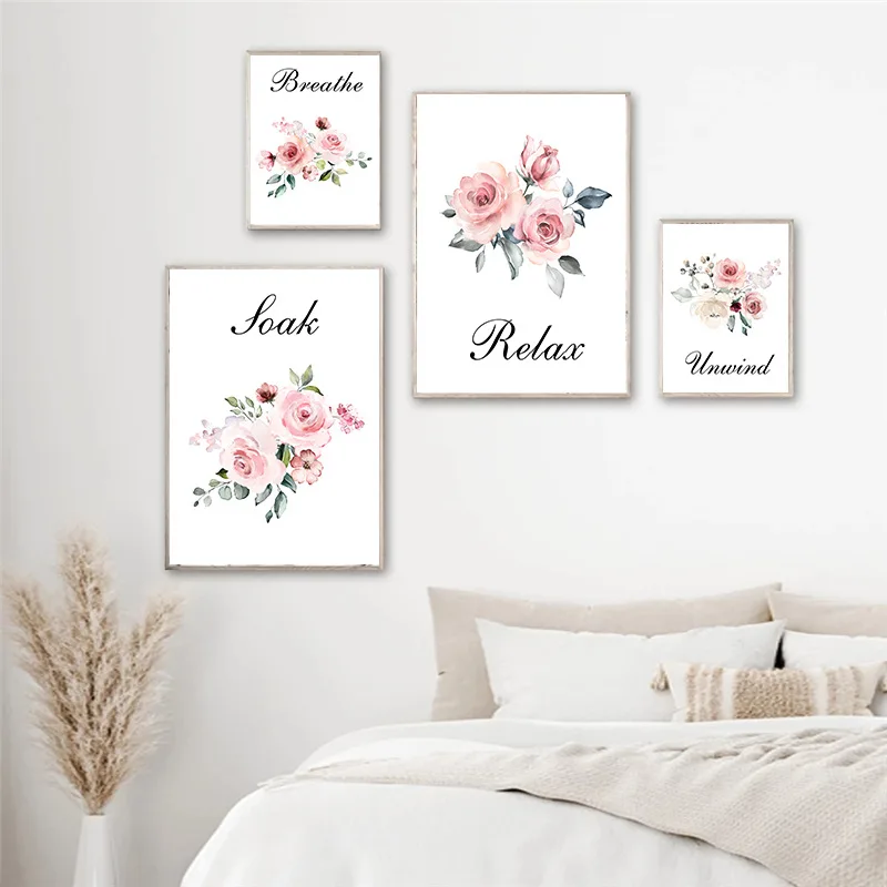 

Modern Home Decorative Painting Nordic Abstract Watercolor Rose Posters Ins Flowers Decor Mural for Living Room Wall Pictures