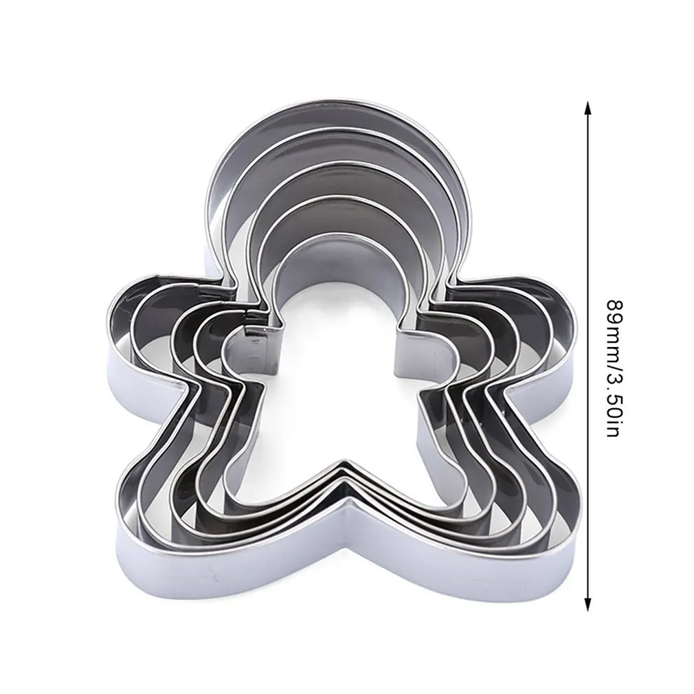 

5-piece Household Stainless Steel Gingerbread Man Shape Cake Cookie Mold Durable Stainless Steel Mold