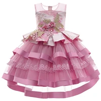 2021 baby girl new embroidered net yarn princess dress tailing childrens dress skirt western piano catwalk performance clothing