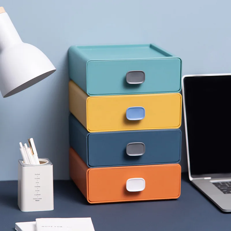 

Desktop storage box shelf desk storage drawer type stackable office storage desk storage plastic box