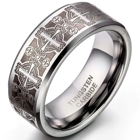 BONISKISS Вольфрам 2020 винтажное мужское кольцо 8 мм крутой подарок ювелирное изделие мужские гравировочные обручальные кольца мужские уникальные украшения