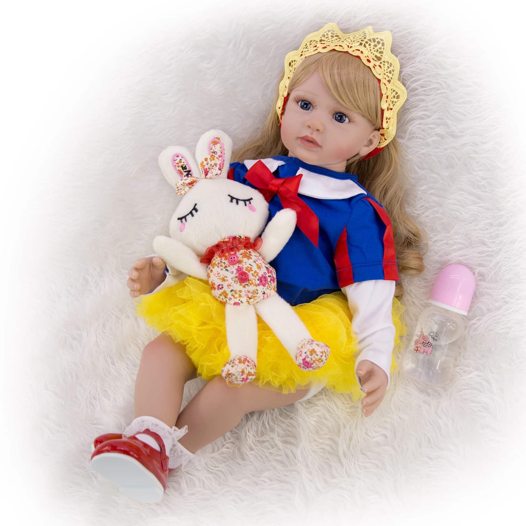 Кукла KEIUMI Reborn Girl 60 см силиконовая Мягкая хлопковая кукла милая принцессы длинные
