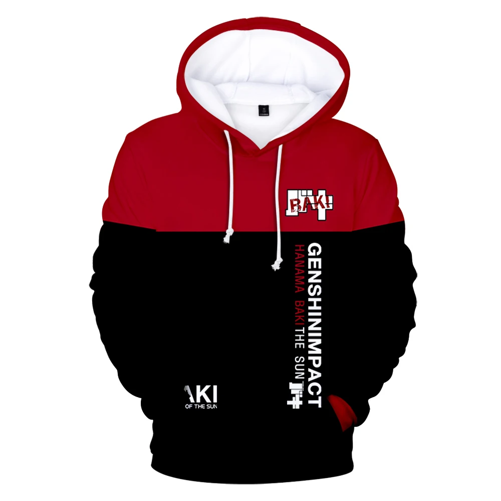 

Red+Black Hooded 3D Anime Hanma Baki Hoodies Men Women Sweatshirts Unisex Pullovers Fashion Kids Tops Autumn Boys Girls Hoody