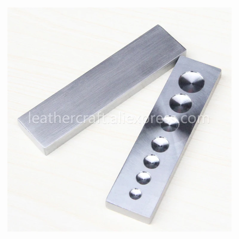 

1piece Stainless Steel 7 in One Bottom Plate Poppers Snap Button Rivets Setter Punch Die Base Leather Craft DIY Hand Tool