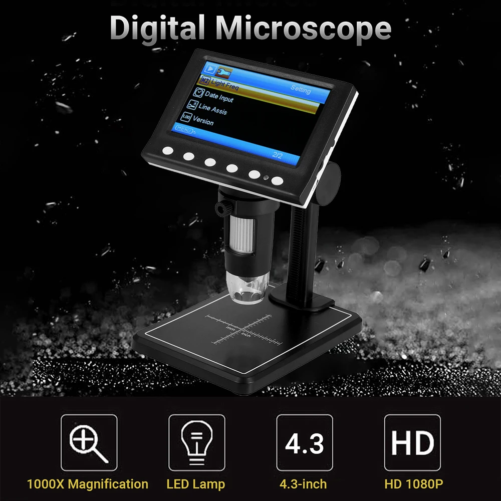 

Digital Microscope 4.3-in 1000X Magnification LCD Microscope Portable Microscope Video Camera Microscope 8 Adjustable LED Light