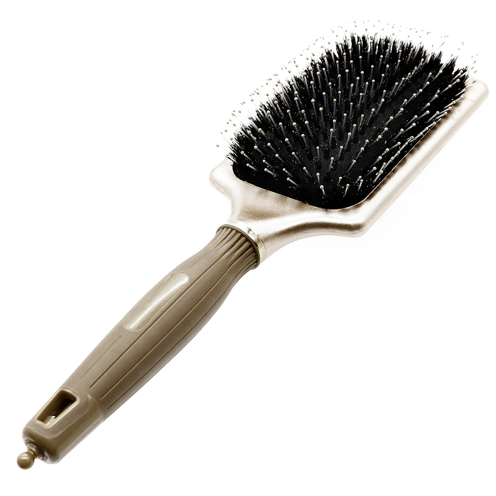 Pro New Gold Paddle Подушка Щетка для волос с натуральной щетиной кабана квадратная щетка для массажа головы Detangle парикмахерская расческа для ухода