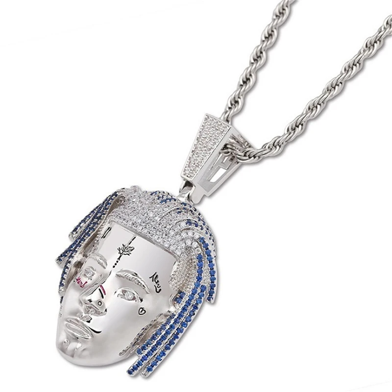

New Rapper XXXTentacion Necklace Hiphop Iced Out Crystal Pendant Necklace Twist Chain Charm Jewelry Gifts