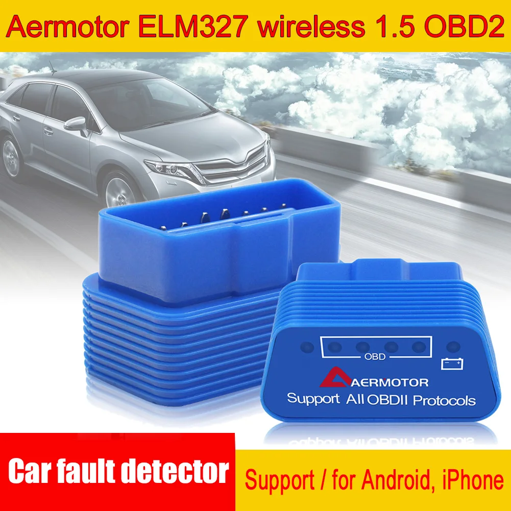 

Автомобильный диагностический тестер Aermotor, Bluetooth ELM327 V1.5 OBD2, поддержка 9 протоколов, сканирующий инструмент, подходит для Android и Apple