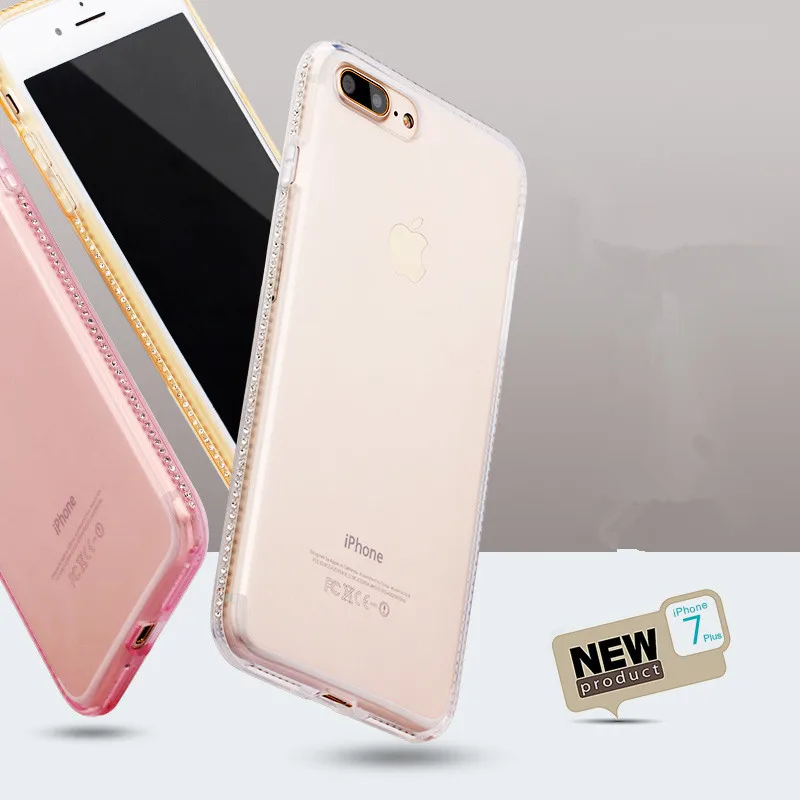 

Soft TPU Protective Phone Case for iphone 7 8 7plus 8plus with Diamond Transparent Shockproof Back Cover Gift for 6/6s plus