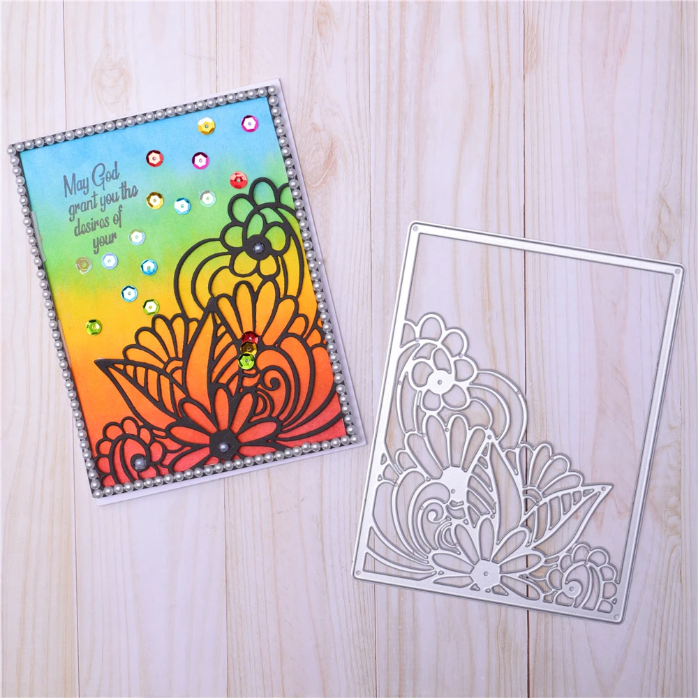 YaMinSanNiO Цветочная рамка металлические режущие штампы для скрапбукинга карты