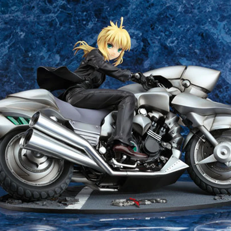 

25cm Fate/stay Night Saber Anime Action Figure Black Suit Motorcycle Removable Holding Sword PVC Collection Model Toy for Gifts