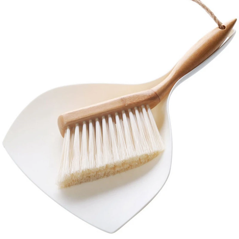 

2 Set Bamboo Handle Mini Brooms Shovel Set Household Plastic Cleaning Brush Small Broom Dust Shovel