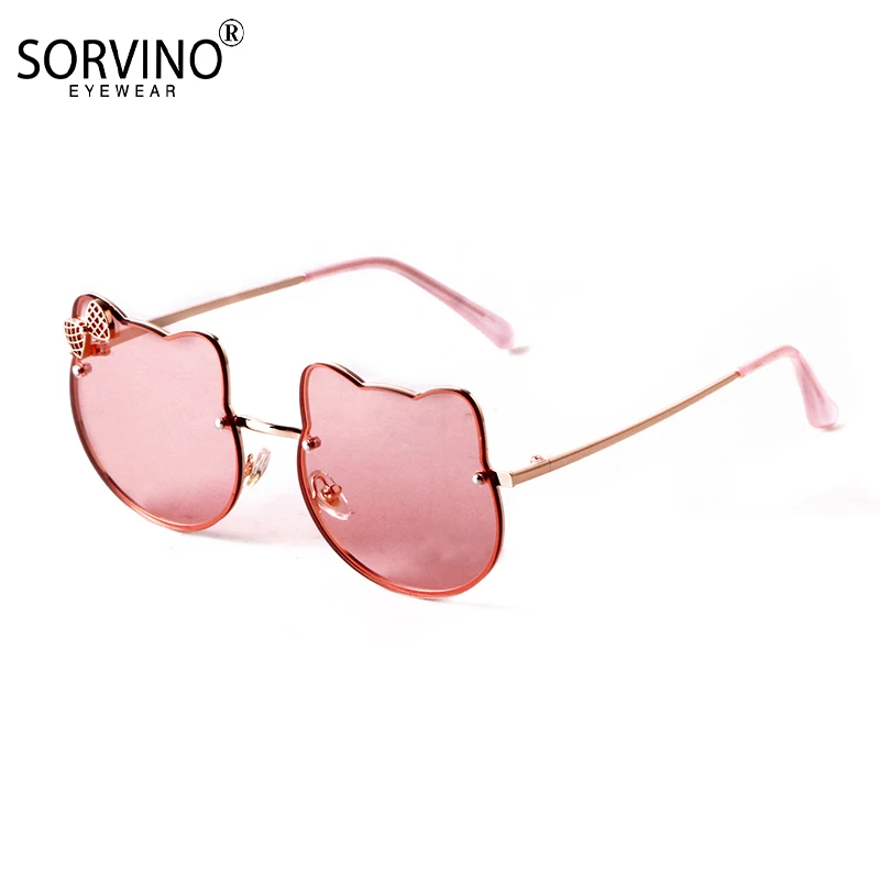 

Cartoon Kids Sunglasses Mickey Bear Shape Frame Hollow Girls Sun Glasses Women Rimless Metal Butterfly Eyeglass Y17