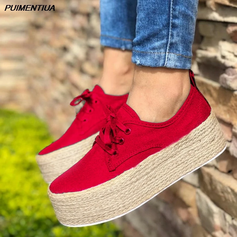 Женские эспадрильи PUIMENTIUA удобные кроссовки на плоской подошве|Обувь без каблука|