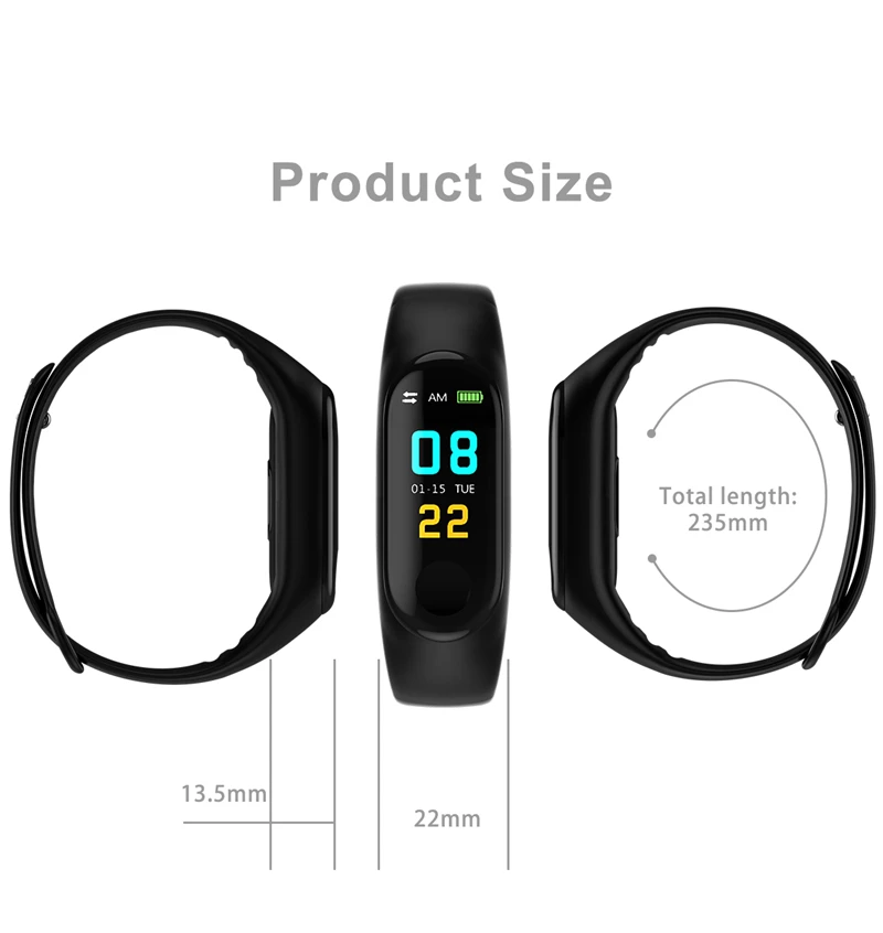 Смарт браслет M3 Smartband для фитнеса водонепроницаемый смарт с монитором кровяного