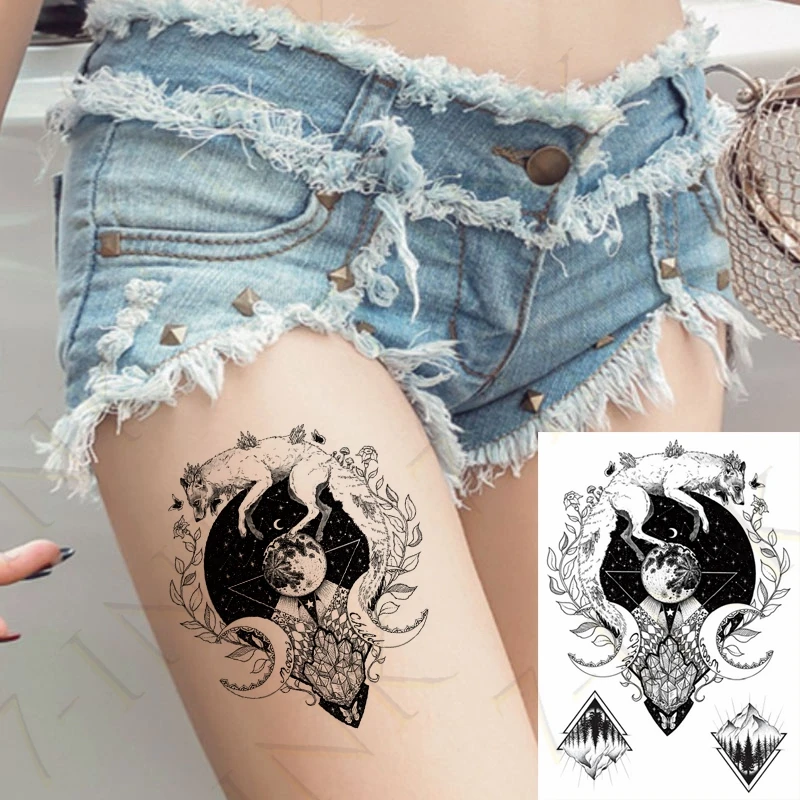 Большой Размеры Водонепроницаемый Временные татуировки наклейки волк с