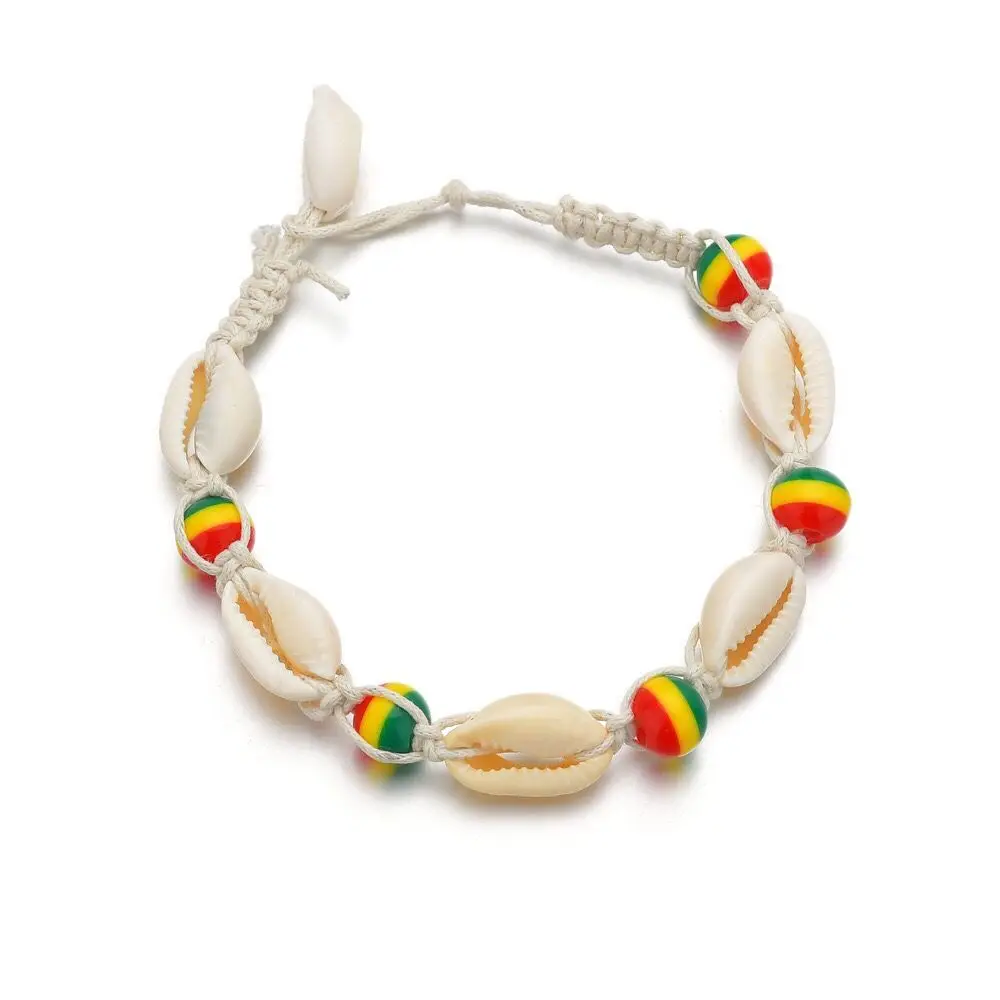 В богемном стиле Стиль яркие деревянные бусины в виде ракушки ножные браслеты с