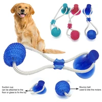 pet dogs interactive training toys suction cup push tpr ball toys ropes pet tooth cleaning chewing playing iq treat puppy toy