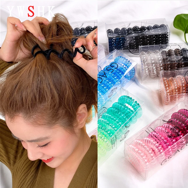 

2021 new gradient color spiral headband phone cord ladies fashion elasticity does not hurt hair hair hair band hair accessories