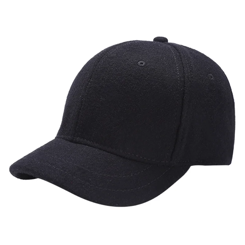 

2021 Winter Short Peak Wool Baseball Cap Man Woman Outdoor Warm Felt Sport Hat Men Big Size Snapback Caps 56-63cm