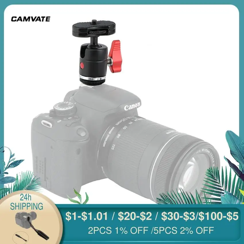 Вращающаяся шаровая Головка CAMVATE на 360 ° с наружной резьбой 1/4-20 и адаптером