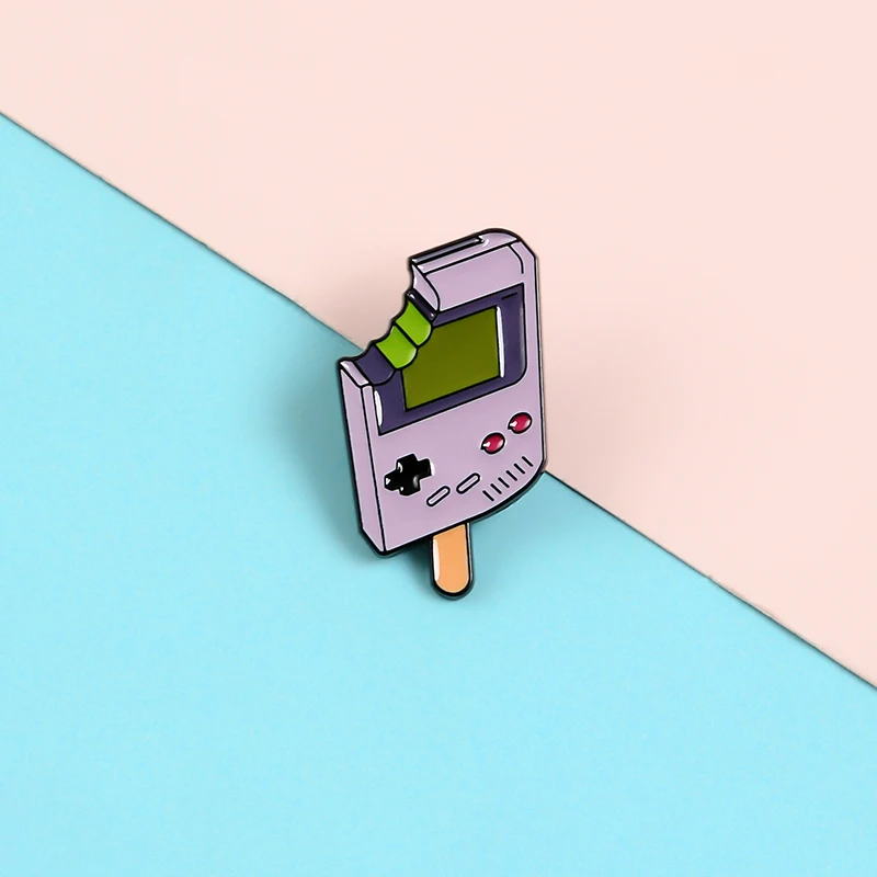 

Ice cream Pins Take a bite Game Console Design Enamel Metal Pins Cartoon Brooches Badges Lapel Clothes Pins Women Jewelry Gifts