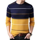 Бренд BROWON 2022, мужской свитер в полоску, Осень-зима, тонкие свитера, пуловеры, Мужской пуловер с круглым вырезом, модный свитер, одежда