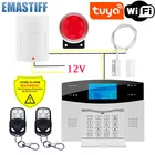 Беспроводная домашняя охранная сигнализация Tuya с Wi-Fi, Gsm, умная жизнь, Управление приложениями Alexa Google с датчиком