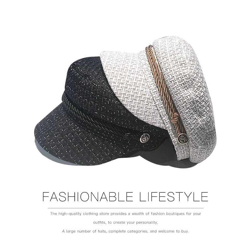 Женская шляпка в французском стиле Ниша плоский Топ темно синяя шляпа женская