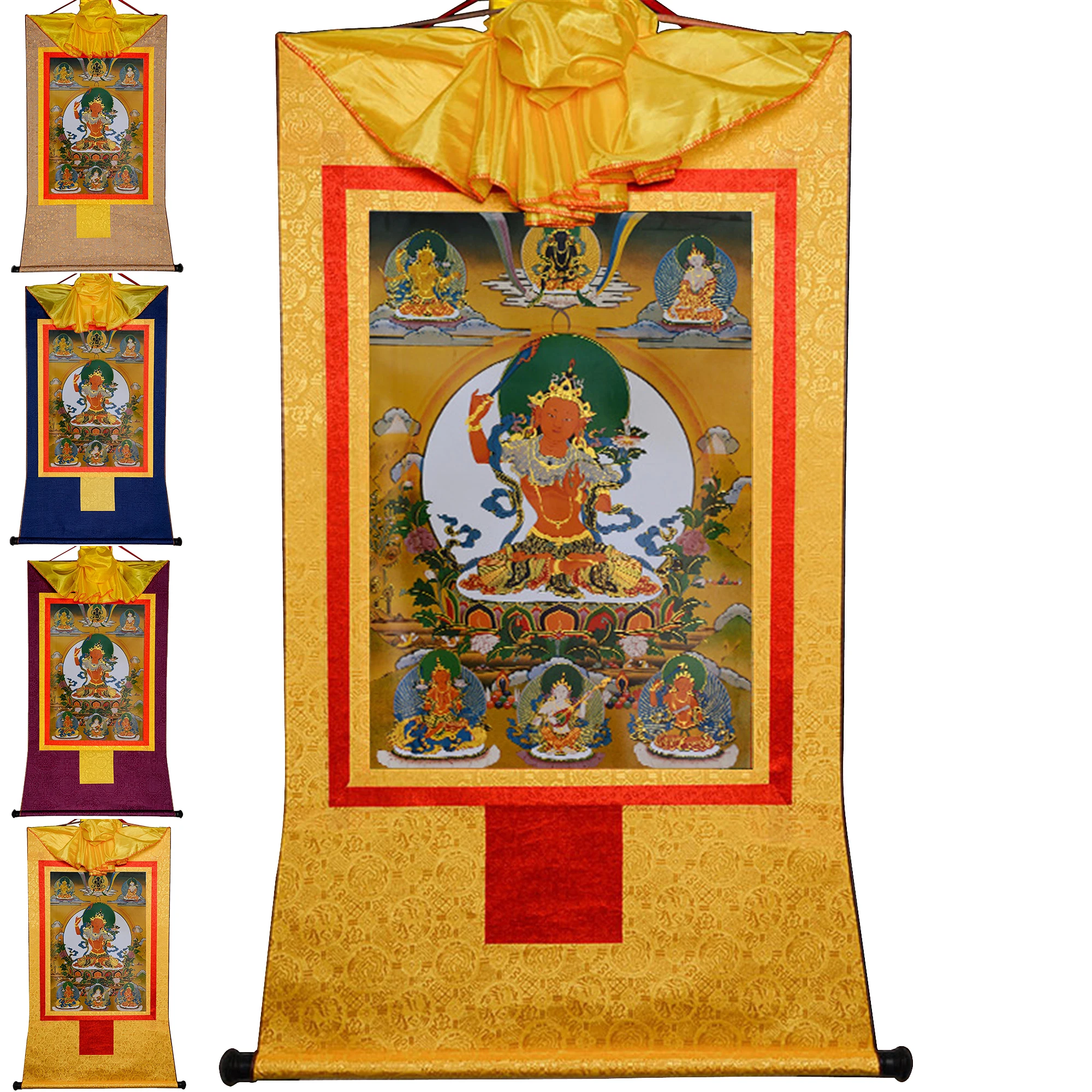 

Тибетский тангка ручной работы Gandhanra Рисование искусства, манджури (Будда мудрости), тханка буддийский гобелен настенное искусство с прокруткой