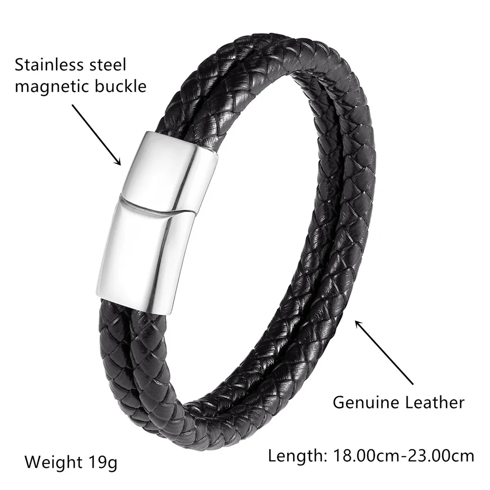 Модный оплетенный браслет из натуральной кожи с магнитной застежкой винтажные
