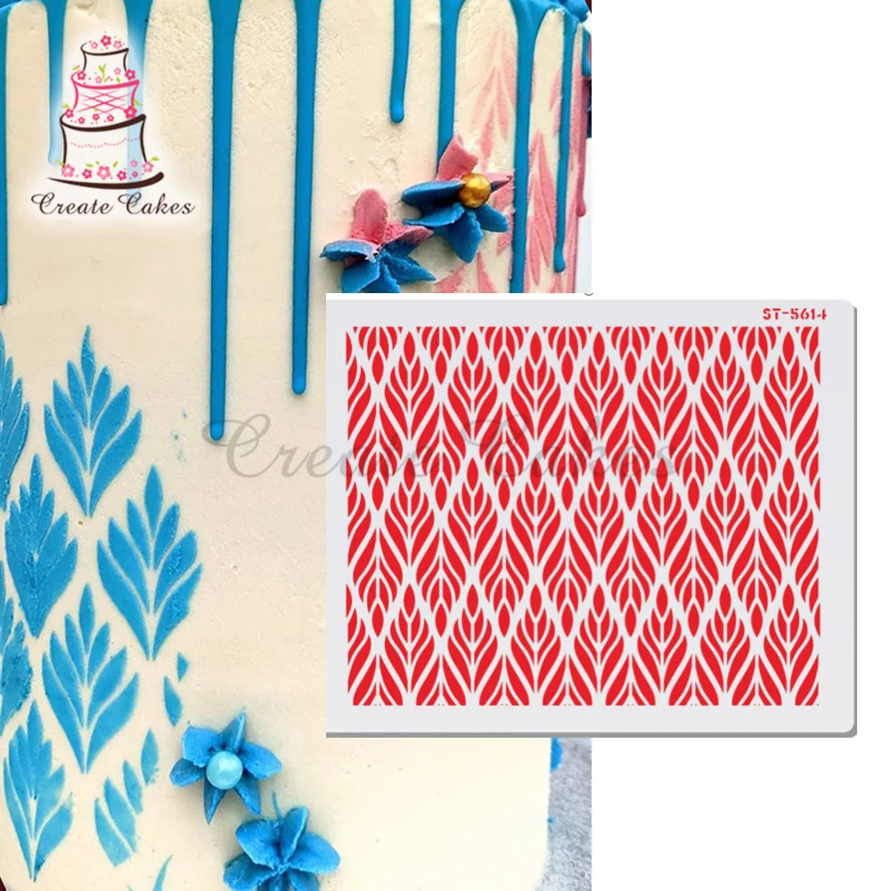 

Цветочный узор, трафареты для свадебного торта, пластиковый трафарет для торта с кружевом сбоку, трафарет для торта, инструмент для украшен...